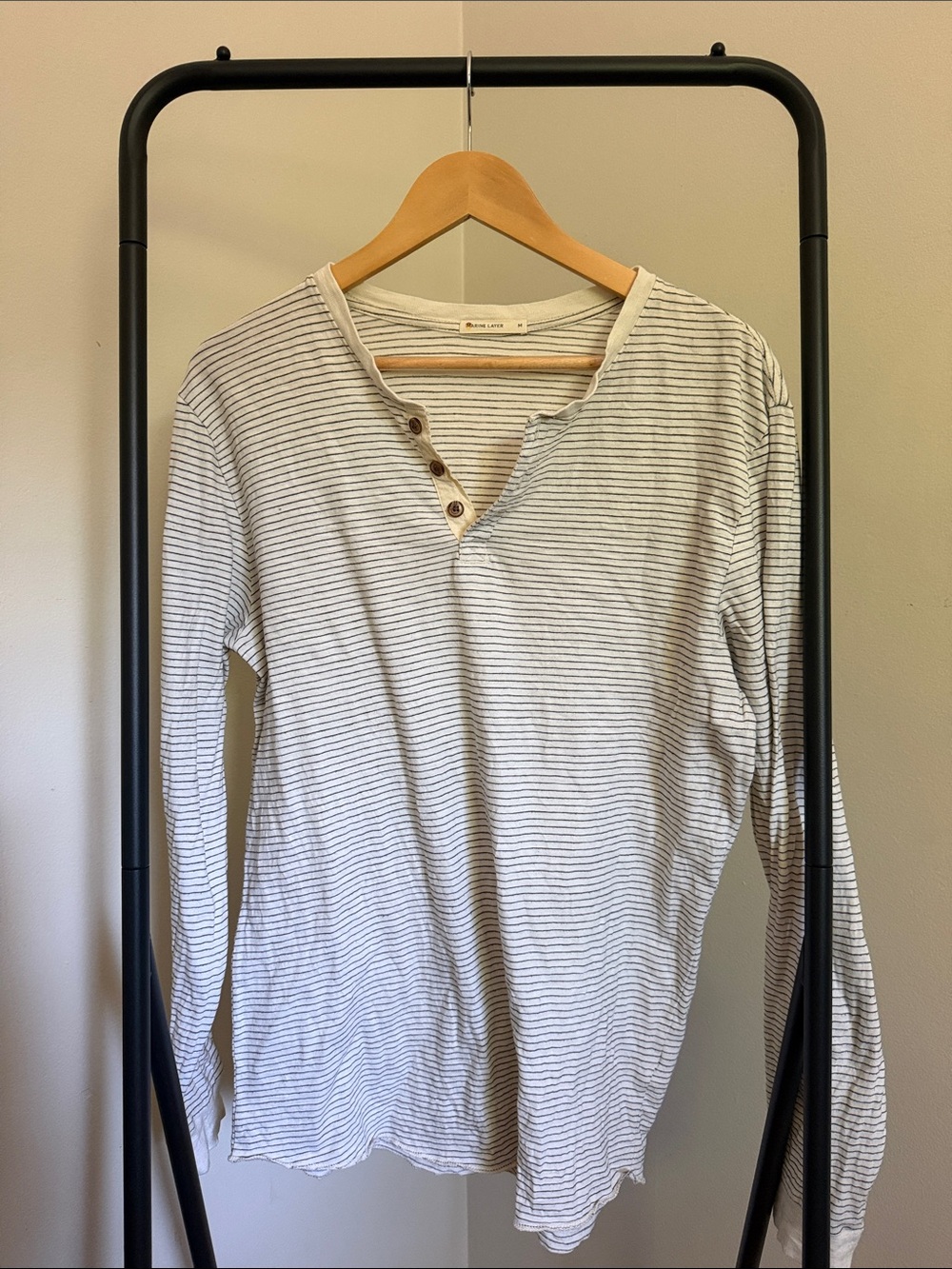 Marine Layer Double-Knit Striped Long-Sleeve Henley Shirt